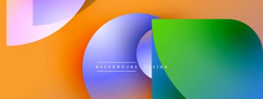 Soyut renkli şekiller çakışıyor. Gradyan renkler dinamik görsel efekt yaratır. Arkaplan ve afişler için modern tasarım ögesi.