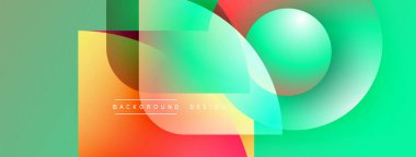 Soyut enerjik tasarım. Üst üste binen renkli şekiller dinamik görsel efekt yaratır. Gradyan renkler kusursuz harmanlanır, modern estetik..