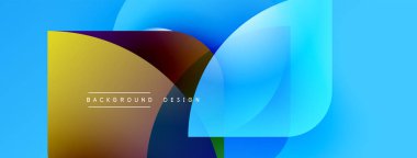 Soyut sıvı şekilleri örtüşür, parlak mavi, altın renkleri yaratır. Arkaplan ve sunumlar için modern tasarım ögesi.