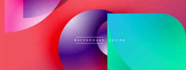 Soyut renkli şekiller çakışıyor. Gradyan renkler harmanlanarak, dinamik görsel efekt yaratır. Modern tasarım ögeleri pürüzsüz geçişler sunar.
