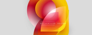 Soyut renkli şekiller örtüşür, dinamik görsel efekt yaratır. Gradyan renkler düzgün bir şekilde harmanlanarak modern tasarım elementini oluşturur.