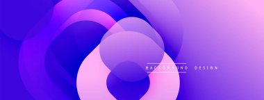 Soyut sıvı şekilleri örtüşür ve canlı mor gradyanlar yaratır. Arkaplan ve sunumlar için modern tasarım ögesi.