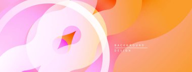 Soyut arkaplan. Yumuşak pembe, turuncu renk karışımı. Üst üste binen şekiller dinamik görsel akış yaratır. Minimalist tasarım, modern estetik.