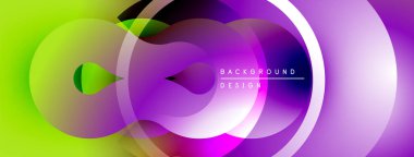 Soyut sıvı şekiller, canlı renklerin karışımı. Modern tasarım, pürüzsüz gradyanlar dinamik görsel efekt yaratır. Arkaplan dairesel ögeler.