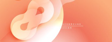 Soyut akışkan şekiller, şeftali tonları baskın gelir. Yumuşak eğimler derinlik yaratır, modern tasarım ögesi. Minimalist estetik, pürüzsüz geçişler görünür..
