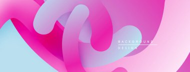 Soyut akışkan şekiller pembe ve mavi renkleri harmanlıyor. Modern tasarım yumuşak, dinamik görsel deneyim yaratır. Arkaplan nazik eğimlere sahiptir.