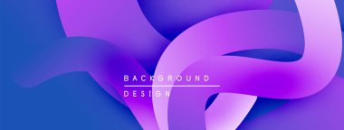 Soyut akışkan şekiller, canlı mor renkler derin maviler ile harmanlanır. Modern tasarım dinamik görsel deneyim yaratır.