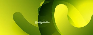 Soyut yeşil arkaplan. Üst üste binen şekiller dinamik görsel efekt yaratır. Çeşitli projeler için modern tasarım.