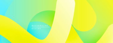 Soyut sıvı şekiller, canlı sarı, yeşil renkler. Modern tasarım, pürüzsüz eğimler dinamik kompozisyon yaratır. Minimalist estetik.