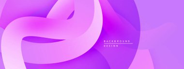Soyut mor arkaplan akıcı kurdele şekilleri içerir. Gradyan renkler yumuşak, dinamik görsel efekt yaratır. Minimalist tasarım.