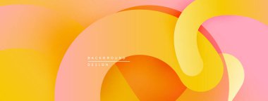 Soyut tasarım özellikleri üst üste binen turuncu, sarı, pembe katmanlar. Yumuşak eğimler modern görsel doku yaratır. Minimalist kompozisyon.