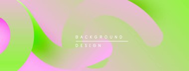 Soyut sıvı şekilleri pembe ve yeşil renkleri harmanlıyor. Minimalist metin arka plan tasarımı okur. Yumuşak eğimler modern görsel efekt yaratır.