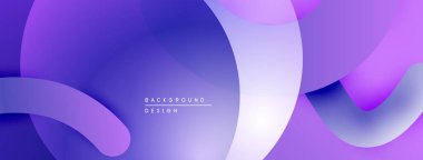 Soyut mor arkaplan. Üst üste binen şekiller dinamik, akışkan görsel efektler yaratır. Dijital projeler için modern tasarım.