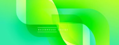 Soyut yeşil arkaplan. Üst üste binen şekiller dinamik görsel efekt yaratır. Dijital projeler için modern tasarım.