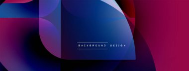 Soyut geometrik şekiller canlı mor, mavi renkleri harmanlarlar. Modern tasarım üst üste binen katmanlar, pürüzsüz eğimler içerir. Mevcut en küçük metin.