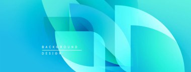 Soyut mavi arkaplan. Üst üste binen şekiller dinamik görsel efekt yaratır. Modern tasarım öğeleri akıcılık ve yenilik önerir.