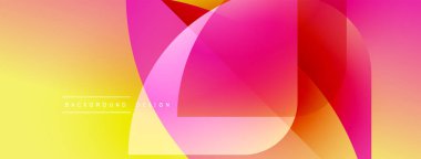 Soyut enerjik tasarım. Üst üste binen şekiller dinamik renkli kompozisyon oluşturur. Gradyan geçişleri pürüzsüz görsel akış sunar.