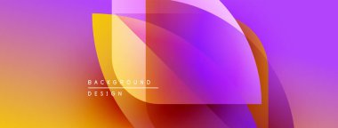 Soyut, enerjik bir arkaplan. Üst üste binen şekiller dinamik renkli kompozisyon oluşturur. Gradyan geçişler, modern tasarım elementleri.