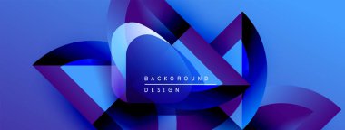 Soyut mavi tasarım, üst üste binen şekiller, gradyanlar, metin okuma arkaplan tasarımı. Modern, dinamik kompozisyon.