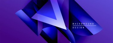 Soyut geometrik şekiller, canlı mavi renkler, dinamik kompozisyon. Arkaplan ve sunumlar için modern tasarım ögesi.