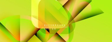 Soyut geometrik şekiller örtüşür, parlak sarı ve yeşil renkler yaratır. Arkaplan ve sunumlar için modern tasarım ögesi.