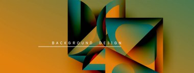 Soyut geometrik şekiller örtüşüyor, canlı renk eğimleri yaratıyor. Metin arka plan tasarımı okur. Minimalist kompozisyon, modern estetik.