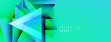 Soyut geometrik şekiller, canlı turkuaz renkler, modern tasarım. Renkler derinlik yaratır, görsel ilgi. Minimalist estetik.