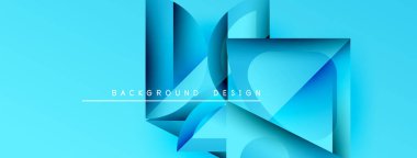 Soyut mavi tasarım katmanlı geometrik şekiller içerir. Modern tarz, temiz hatlar, canlı renk gradyanı. Dijital projeler için arkaplan ögesi.
