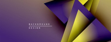 Soyut geometrik şekiller örtüşür, dinamik mor, altın renkleri oluşturur. Modern tasarım öğeleri yenilik ve görsel cazibe öneriyor.