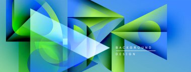 Soyut geometrik şekiller mavileri, yeşillikleri harmanlıyor. Modern tasarım katmanlı formlar, gradyanlar, dinamik bileşimler içerir. En küçük metin arkaplan tasarımı kavramını gösterir.