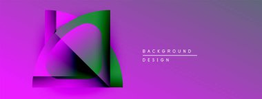 Soyut geometrik şekiller örtüşüyor, canlı mor ve yeşil renkler yaratıyor. Arkaplan ve sunumlar için modern tasarım ögesi.