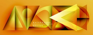 Soyut geometrik tasarım. Altın renkler baskın, dinamik görsel doku yaratıyor. Şekiller çakışıyor, modern bileşimi oluşturuyor.