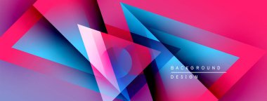 Soyut geometrik şekiller, canlı renklerin karışımı. Pembe, mavi, mor renkler dinamik görsel efekt yaratır. Modern tasarım ögesi.