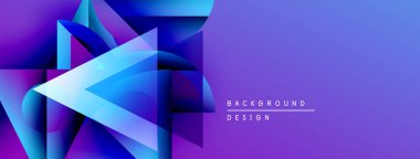 Soyut geometrik şekiller, canlı mavi mor gradyanlar. Modern tasarım elementleri dinamik görsel etki yaratır. Dijital projeler için uygun arkaplan.