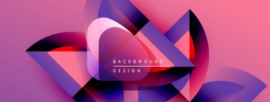 Soyut geometrik şekiller örtüşüyor, canlı pembe, mor renkler yaratıyor. Metin arka plan tasarımı okur. Modern, dinamik görsel kompozisyon.