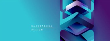 Soyut geometrik tasarım. Gradyan blues, morlar modern arka plan yaratır. Metin arka plan tasarımı okur. Minimalist estetik.