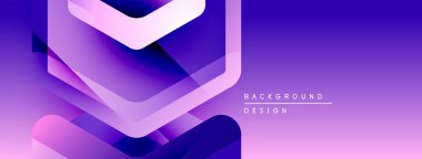 Soyut mor gradyanlar geometrik şekiller oluşturur. Modern tasarım teknoloji, yenilik, dinamik görseller öneriyor. Minimum metin arkaplan tasarımı okur.