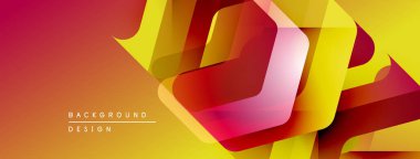 Soyut geometrik şekiller çakışıyor ve canlı bir redyellow gradyanı yaratıyor. Metin arka plan tasarımı okur. Modern görsel sunum.