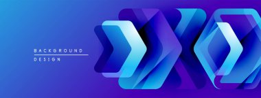 Soyut mavi eğimli arkaplan. Katmanlı şekiller dinamik görsel efektler yaratır. Dijital projeler için modern tasarım.