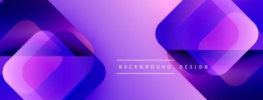 Soyut mor dizayn, üst üste binen şekiller, gradyanlar. Dijital projeler ve sunumlar için modern arkaplan ideali.