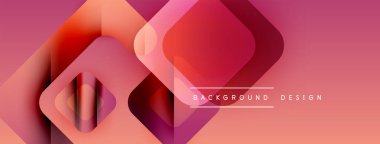 Soyut geometrik şekiller örtüşüyor, canlı pembe, turuncu renkler yaratıyor. Arkaplan ve sunumlar için modern tasarım ögesi.