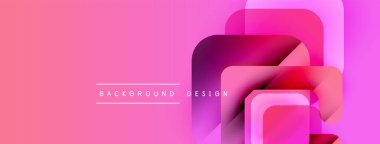 Soyut pembe tasarım katmanlı kareler, gradyanlar içerir. Modern estetik, afişler ve sunumlar için uygun. Minimalist stil.