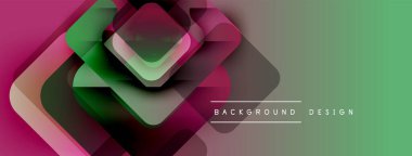 Soyut geometrik şekiller çakışıyor. Renkler pembeden yeşile karışıyor. Modern tasarım elementleri dinamik görsel doku oluşturur.