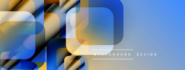 Soyut geometrik şekiller üst üste binerek dinamik mavi ve altın rengini oluşturur. Arka planlar için modern tasarım ögesi.