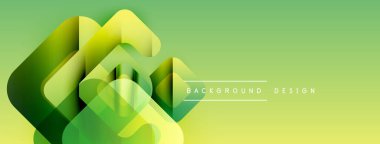 Soyut geometrik şekiller örtüşüyor, canlı yeşil gradyanlar yaratıyor. Modern tasarım tazeliği, enerjiyi, görsel ilgiyi çağrıştırıyor.