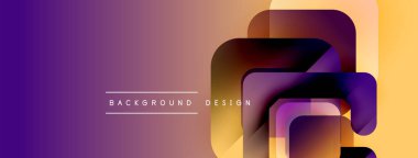 Soyut geometrik şekiller örtüşür, canlı bir değişim etkisi yaratır. Mor, turuncu renkler tasarımda baskın. Modern, şık arkaplan.