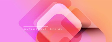 Soyut geometrik şekiller örtüşüyor, canlı pembe, turuncu renkler yaratıyor. Arkaplan ve sunumlar için uygun modern tasarım ögesi.