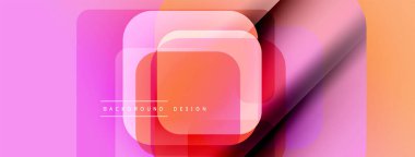 Soyut geometrik şekiller örtüşüyor, canlı pembe, turuncu renkler yaratıyor. Modern tasarım elementleri dinamik görsel deneyim önerir.