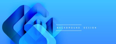Soyut mavi şekiller örtüşür, dinamik görsel efekt yaratır. Renkler derinliği gösteriyor, modern estetiği. Metin arkaplan tasarımı okur.