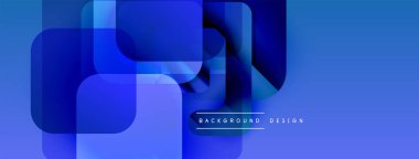 Soyut mavi geometrik şekiller dinamik arkaplan oluşturur. Modern tasarım, gradyanlar, katmanlar, pürüzsüz geçişler içerir.